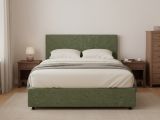Letto Matrimoniale Verde Sfoderabile Contenitore, Dimensione Materasso 160x190 cm - Lioni
