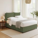 Letto Matrimoniale Verde Sfoderabile Contenitore, Dimensione Materasso 160x190 cm - Riesi