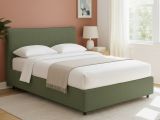 Letto Matrimoniale Verde Sfoderabile Contenitore, Dimensione Materasso 160x190 cm - Soliera