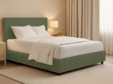 Letto Matrimoniale Verde Sfoderabile Contenitore, Dimensione Materasso 160x200 cm - Lenta