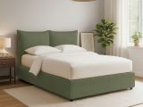 Letto Matrimoniale Verde Sfoderabile Contenitore, Dimensione Materasso 160x200 cm - Orino