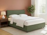 Letto Matrimoniale Verde Sfoderabile Contenitore, Dimensione Materasso 160x200 cm - Peia