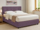 Letto Matrimoniale Viola Lilla Sfoderabile Contenitore, Dimensione Materasso 160x190 cm - Colere