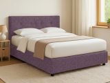 Letto Matrimoniale Viola Lilla Sfoderabile Contenitore, Dimensione Materasso 160x200 cm - Melilli