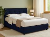 Letto Matrimoniale Viola Scuro Sfoderabile Contenitore, Dimensione Materasso 160x190 cm - Colere