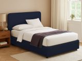 Letto Matrimoniale Viola Scuro Sfoderabile Contenitore, Dimensione Materasso 160x190 cm - Issime