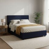 Letto Matrimoniale Viola Scuro Sfoderabile Contenitore, Dimensione Materasso 160x190 cm - Lioni