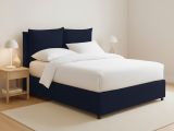 Letto Matrimoniale Viola Scuro Sfoderabile Contenitore, Dimensione Materasso 160x190 cm - Riesi