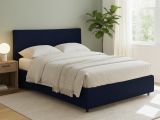 Letto Matrimoniale Viola Scuro Sfoderabile Contenitore, Dimensione Materasso 160x190 cm - Soliera