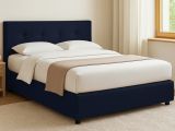 Letto Matrimoniale Viola Scuro Sfoderabile Contenitore, Dimensione Materasso 160x200 cm - Melilli