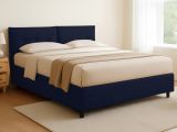 Letto Matrimoniale Viola Scuro Sfoderabile Contenitore, Dimensione Materasso 160x200 cm - Rozzone
