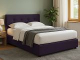 Letto Matrimoniale Viola Sfoderabile Contenitore, Dimensione Materasso 160x190 cm - Colere