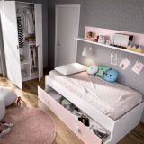 Letto per bambini 195x97cm bianco e rosa - Aikiko
