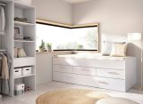 Letto per bambini Alben, Struttura con secondo lettino estraibile, Letto singolo per cameretta con 3 cassettoni, 194x95h68 cm, Bianco