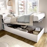 Letto per Bambini Bianco Contenitore, Dimensione Materasso 90x190 cm - Kenai