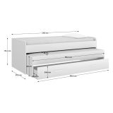 Letto per Bambini Bianco Contenitore Dimensione Materasso 90x190 cm - Zion