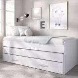 Letto per Bambini Bianco Contenitore Dimensione Materasso 90x190 cm - Zion