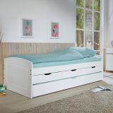 Letto per Bambini Bianco Contenitore Letto Superiore Adatto a Rete 90x200 cm Senza Piedini, Letto Inferiore Rete non Necessaria, - Glorenza