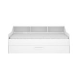 Letto per bambini con ripiani e 1 cassetto 194x120cm bianco - Annya