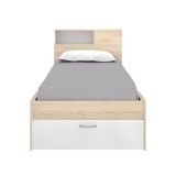 Letto per bambini Cristallo, Sommier per camera da letto, Giroletto per stanza, Struttura porta materasso, 218x99 h96 cm, Bianco e Rovere