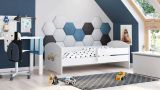 Letto per bambini Debby, 77x144 h56 cm, Bianco con Escavatore