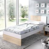 Letto per bambini Duranno, Struttura singola per cameretta, Lettino singolo con testiera, 196x97h79 cm, Bianco e Rovere