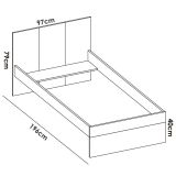 Letto per bambini Duranno, Struttura singola per cameretta, Lettino singolo con testiera, 196x97h79 cm, Bianco e Rovere
