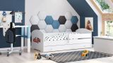 Letto per bambini Gorio, 85x164 h63 cm, Bianco con macchina