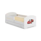 Letto per bambini Gorio, 85x164 h63 cm, Bianco con macchina