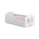 Letto per bambini Hagibis, 78x144 h65 cm, Bianco con unicorno