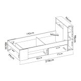 Letto per bambini scaffali e cassetti 218x99cm rovere e antracite - Adrielle