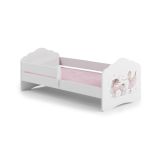 Letto per bambini Seymour, 78x144 h65 cm, Bianco con unicorno