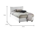 Letto piazza e mezza Agata, Letto contenitore con rivestimento in tessuto, 100% Made in Italy, Apertura frontale, con materasso Cm 120x200 incluso, Bianco