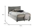 Letto piazza e mezza Agata, Letto contenitore con rivestimento in tessuto, 100% Made in Italy, Apertura frontale, con materasso Cm 120x200 incluso, Grigio