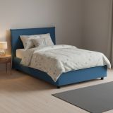 Letto piazza e mezza Alvino, con materasso Cm 120x200 incluso, Blu