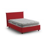 Letto piazza e mezza Alvino, con materasso Cm 120x200 incluso, Rosso