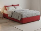 Letto piazza e mezza Alvise, con materasso Cm 120x190 incluso, Rosso
