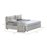 Letto piazza e mezza Angelica, Letto contenitore con rivestimento in tessuto, 100% Made in Italy, Apertura frontale, con materasso Cm 120x190 incluso, Bianco