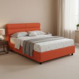 Letto Piazza e Mezza Arancione Sfoderabile Contenitore, Dimensione Materasso 120x190 cm Made in Italy - Brivio