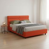 Letto Piazza e Mezza Arancione Sfoderabile Contenitore, Dimensione Materasso 120x200 cm Made in Italy - Briona