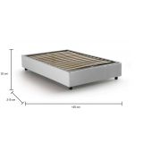 Letto piazza e mezza Arianna, Letto contenitore con rivestimento in tessuto, 100% Made in Italy, Apertura frontale, adatto per materasso Cm 120x200, Bianco