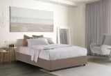 Letto piazza e mezza Arianna, Letto contenitore con rivestimento in tessuto, 100% Made in Italy, Apertura frontale, adatto per materasso Cm 120x200, Tortora