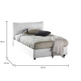Letto piazza e mezza Arnaldo, adatto per materasso Cm 120x200, Bianco