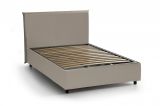 Letto piazza e mezza Artemisia, Letto contenitore con rivestimento in ecopelle, 100% Made in Italy, Apertura frontale, adatto per materasso Cm 120x190, Tortora