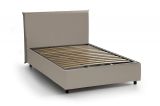 Letto piazza e mezza Ascenza, Letto contenitore con rivestimento in ecopelle, 100% Made in Italy, Apertura frontale, con materasso Cm 120x190 incluso, Tortora