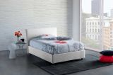 Letto piazza e mezza Ashasa, Letto contenitore con rivestimento in tessuto, 100% Made in Italy, Apertura frontale, adatto per materasso Cm 120x190, Bianco