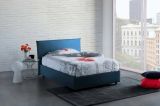 Letto piazza e mezza Ashasa, Letto contenitore con rivestimento in tessuto, 100% Made in Italy, Apertura frontale, adatto per materasso Cm 120x190, Blu