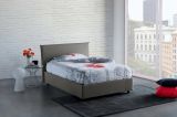 Letto piazza e mezza Ashasa, Letto contenitore con rivestimento in tessuto, 100% Made in Italy, Apertura frontale, adatto per materasso Cm 120x190, Grigio