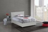 Letto piazza e mezza Assia, Letto contenitore con rivestimento in ecopelle, 100% Made in Italy, Apertura frontale, adatto per materasso Cm 120x200, Bianco