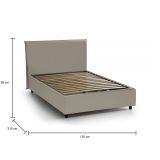 Letto piazza e mezza Assia, Letto contenitore con rivestimento in ecopelle, 100% Made in Italy, Apertura frontale, adatto per materasso Cm 120x200, Tortora